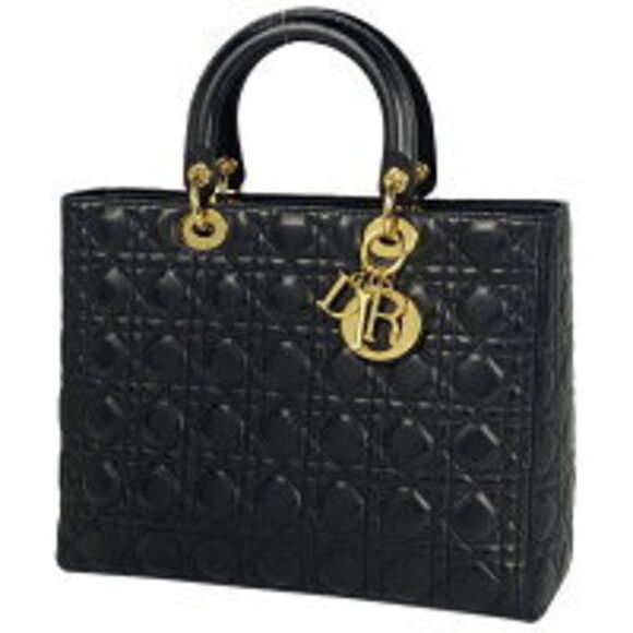 Dior Handbags - Christian Dior Lady Dior Cannage Shoulder Bag 2way Leather Black